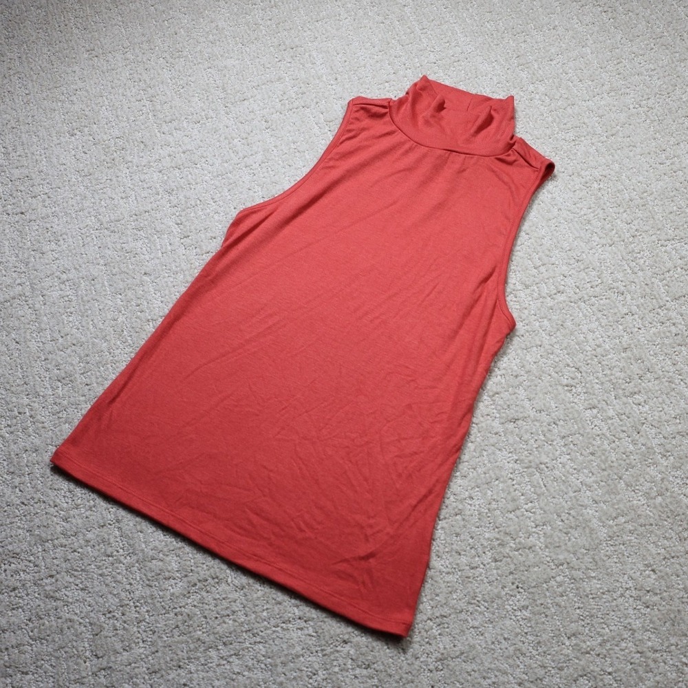 Universal Thread Womens Rust Orange Sleeveless Mock Neck Top S G9P3P0 NWT
